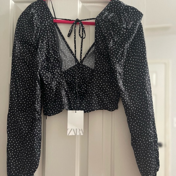 ZARA NWT Silk Tie Back Blouse M - Picture 4 of 7